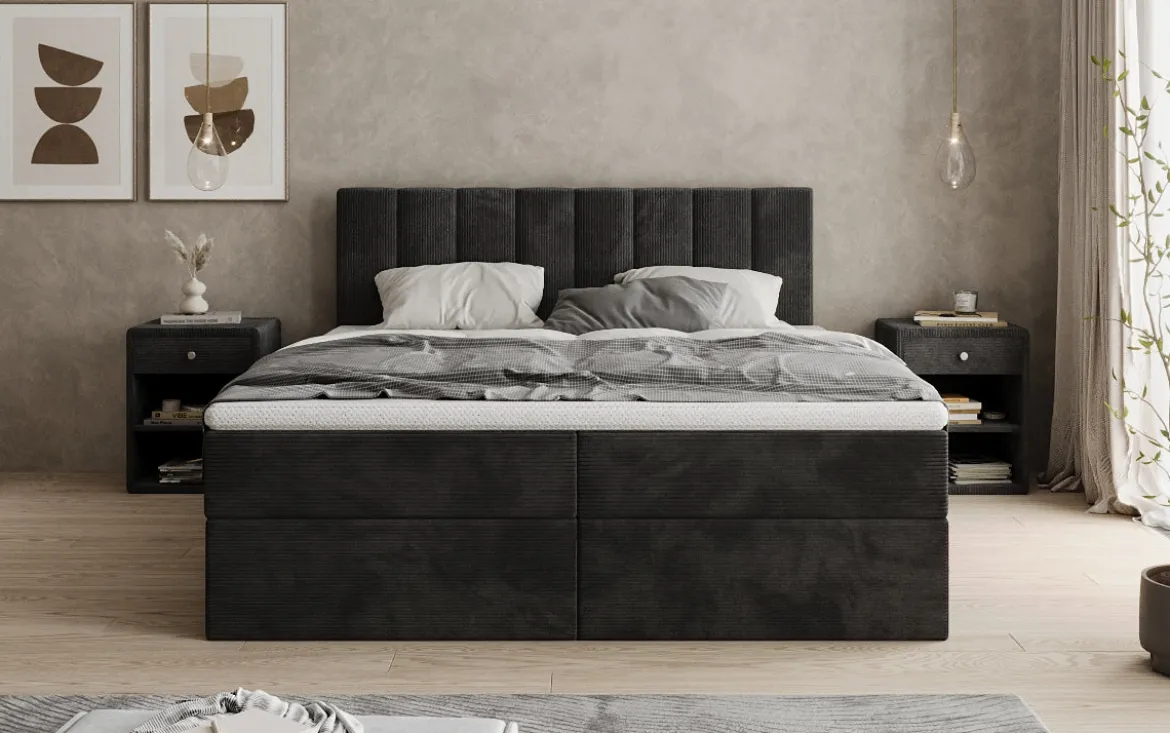Boxspringbett Sofia in Cord mit Stauraum