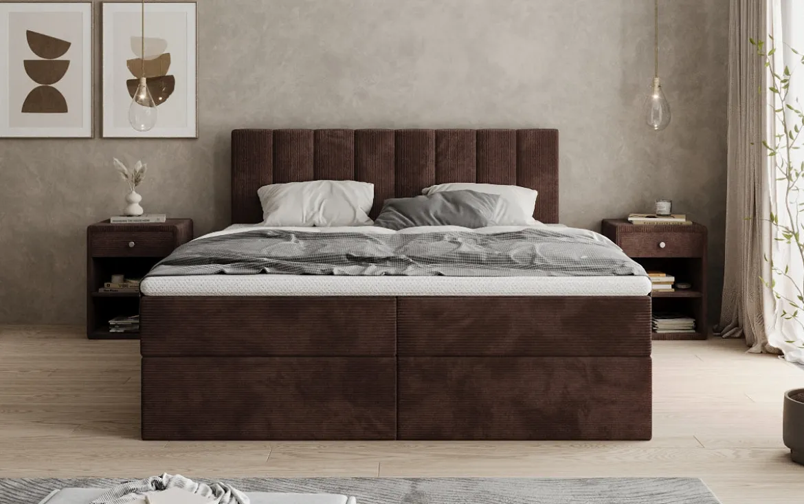 Boxspringbett Sofia in Cord mit Stauraum