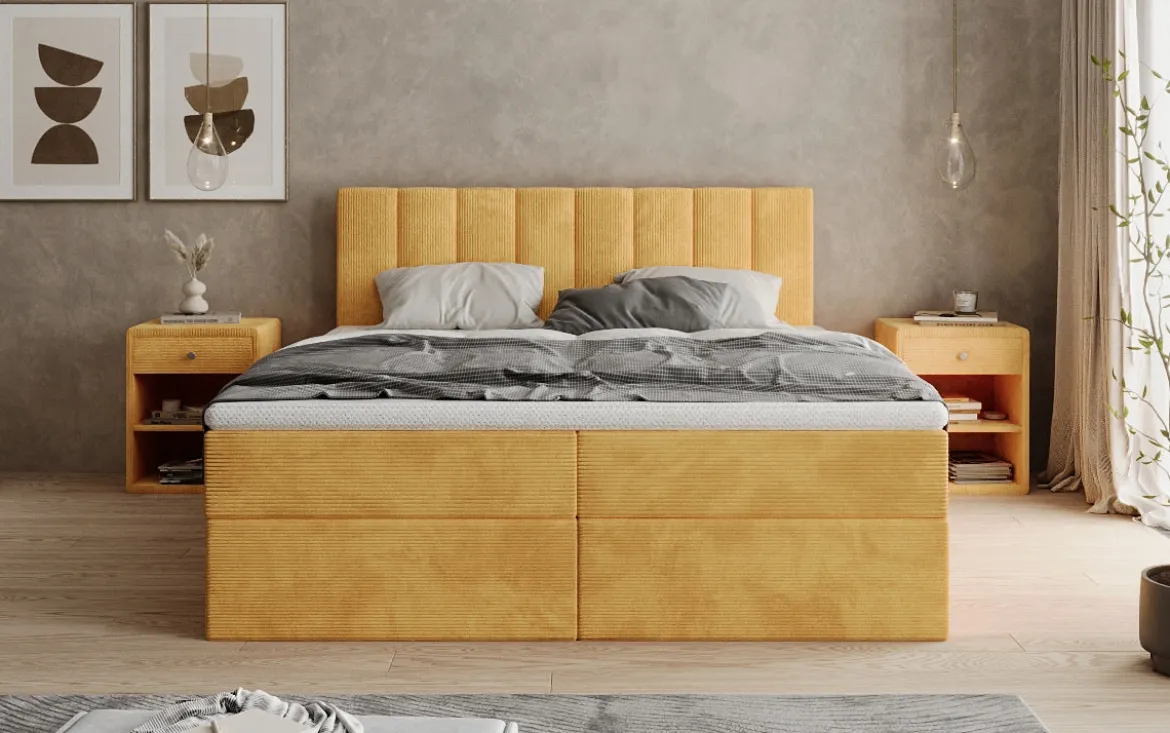 Boxspringbett Sofia in Cord mit Stauraum
