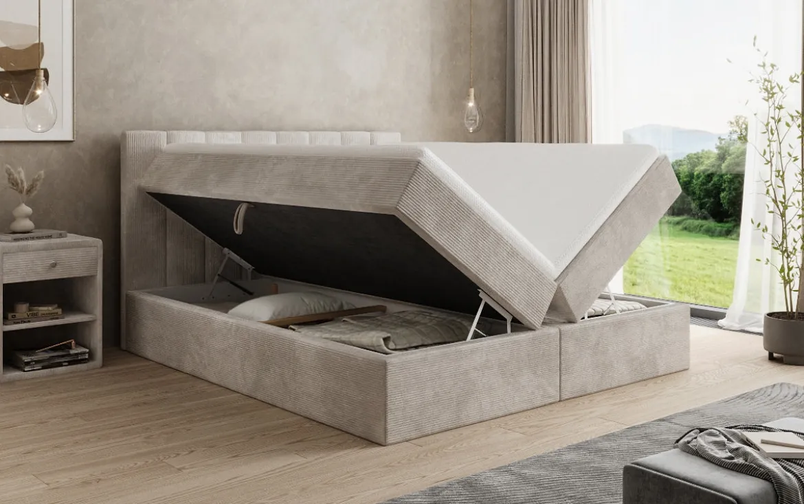 Boxspringbett Sofia in Cord mit Stauraum