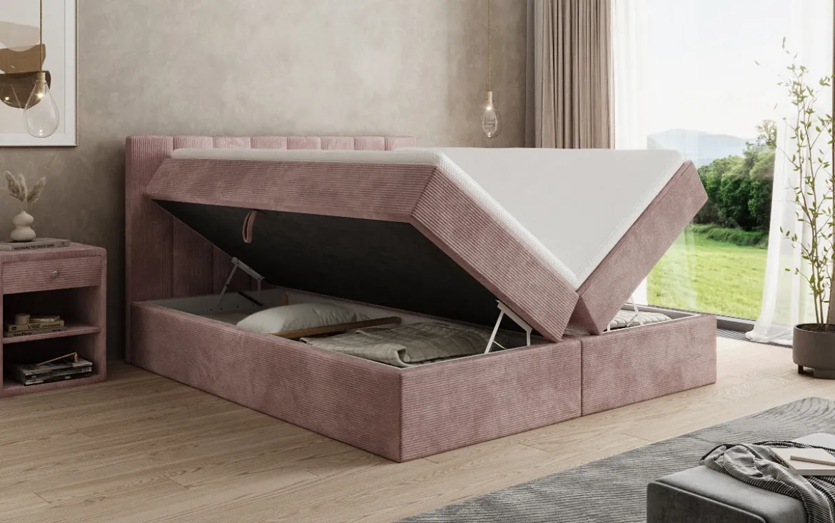 Boxspringbett Sofia in Cord mit Stauraum