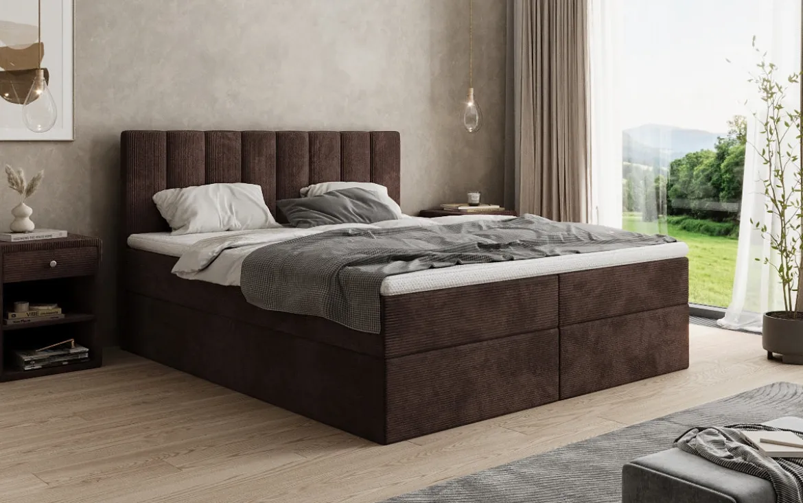 Boxspringbett Sofia in Cord mit Stauraum