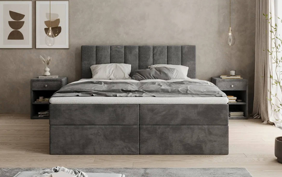 Boxspringbett Sofia in Cord mit Stauraum