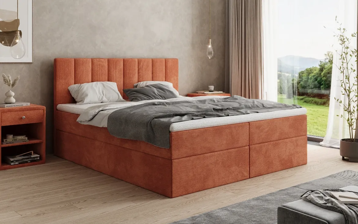 Boxspringbett Sofia in Cord mit Stauraum