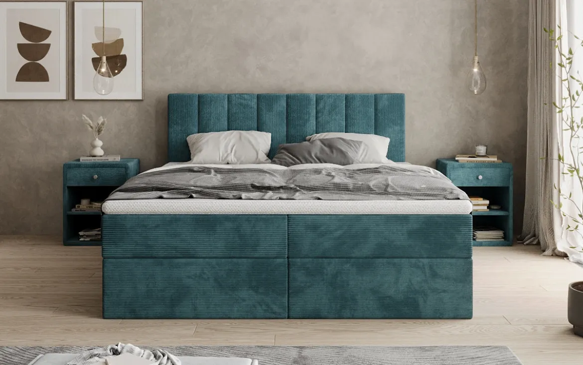 Boxspringbett Sofia in Cord mit Stauraum