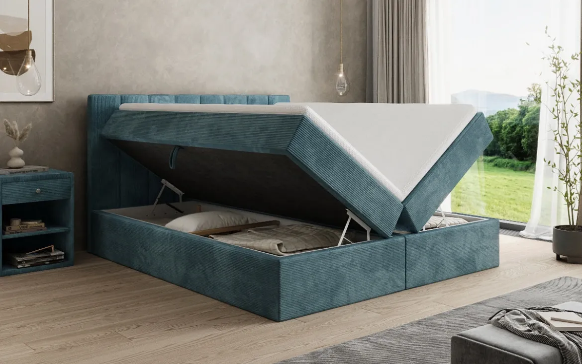 Boxspringbett Sofia in Cord mit Stauraum