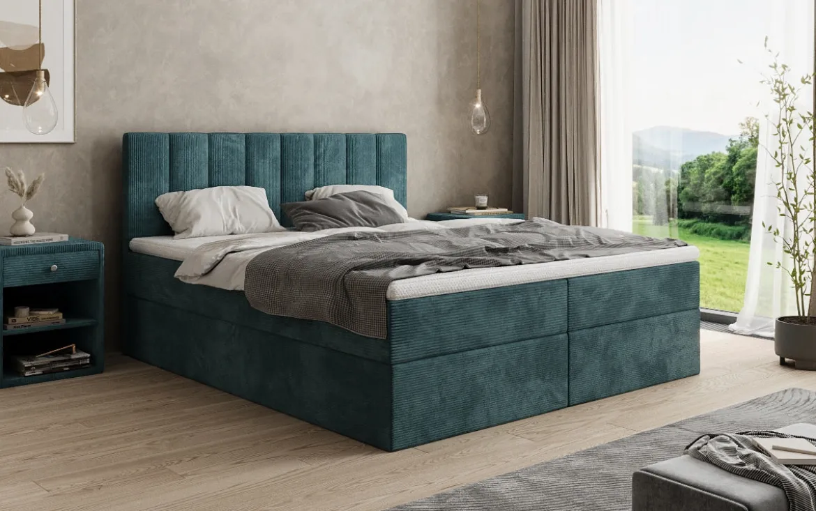 Boxspringbett Sofia in Cord mit Stauraum