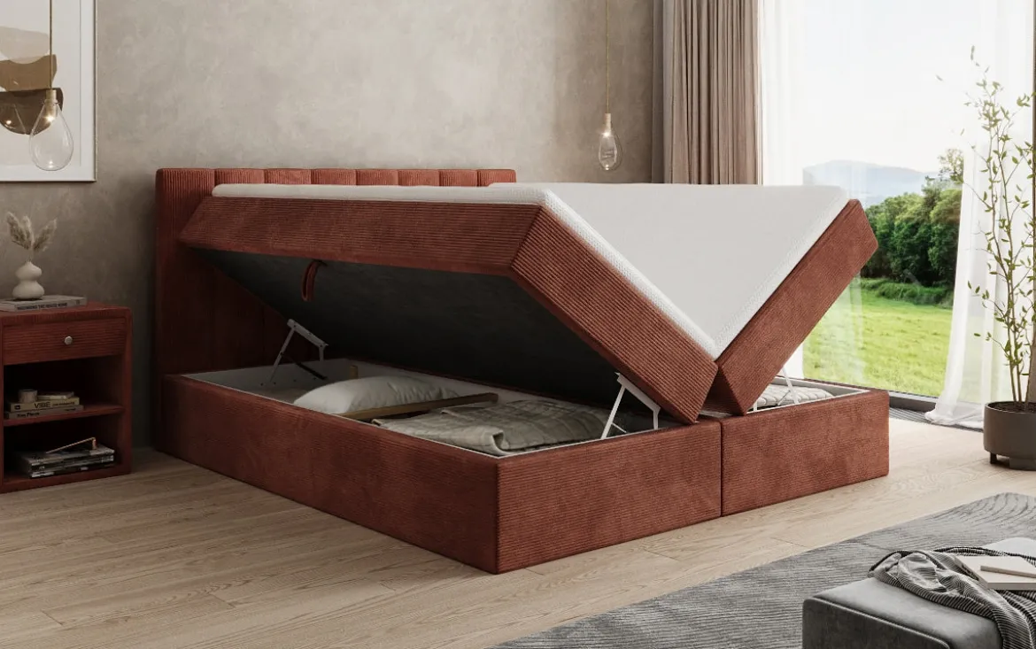 Boxspringbett Sofia in Cord mit Stauraum