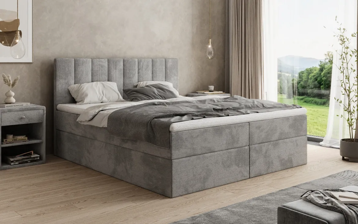 Boxspringbett Sofia in Cord mit Stauraum
