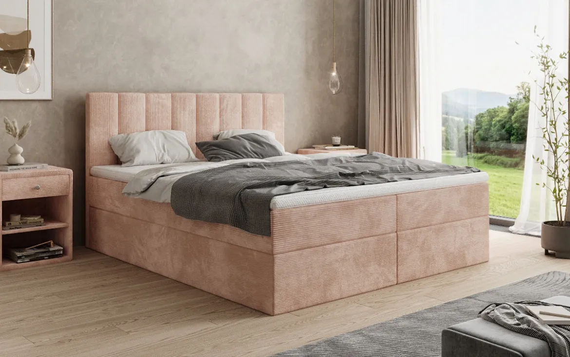 Boxspringbett Sofia in Cord mit Stauraum