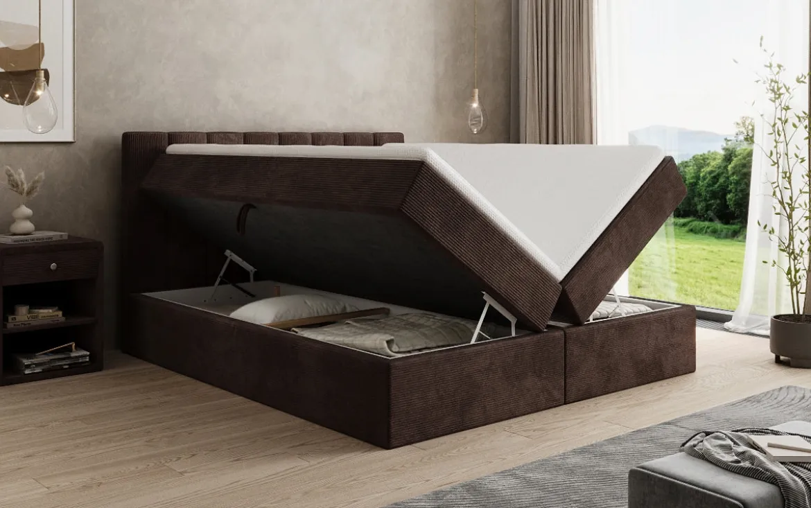 Boxspringbett Sofia in Cord mit Stauraum