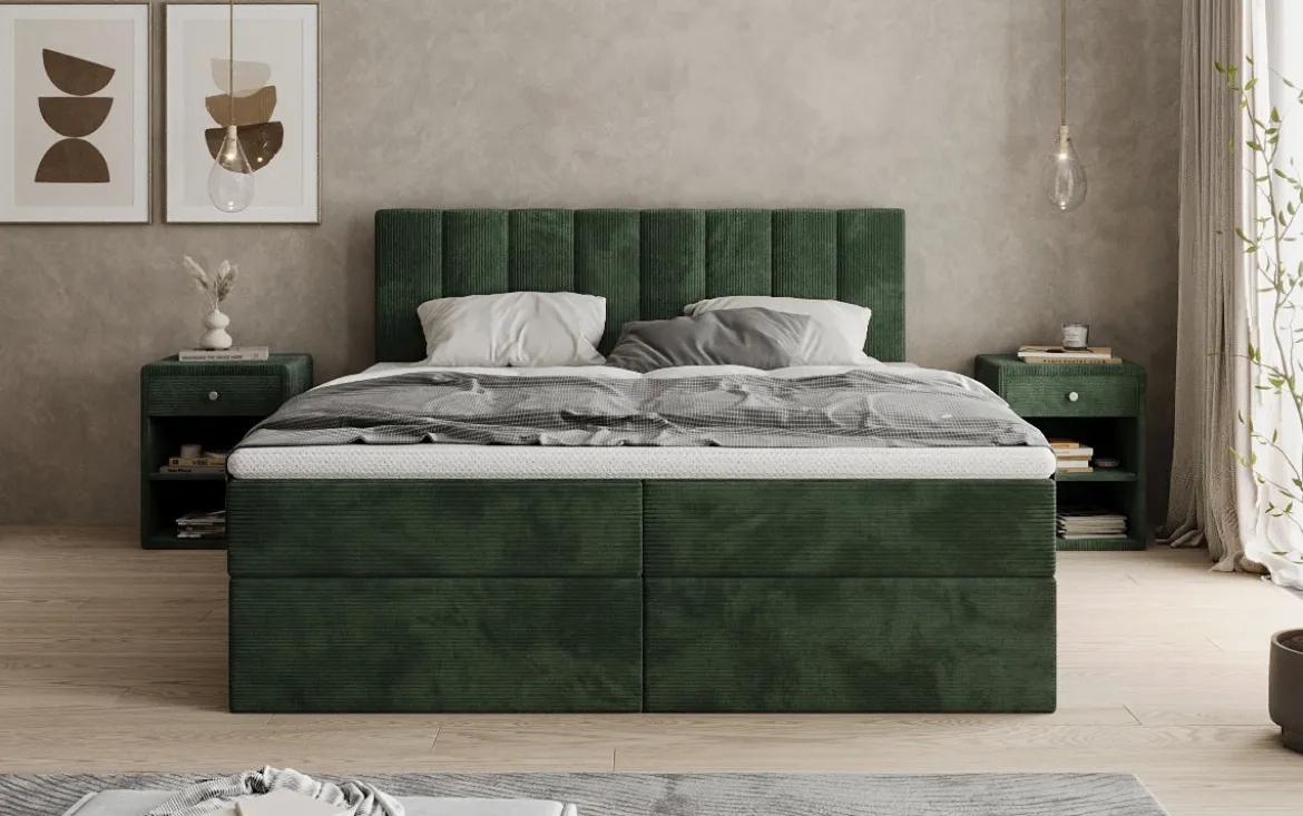 Boxspringbett Sofia in Cord mit Stauraum
