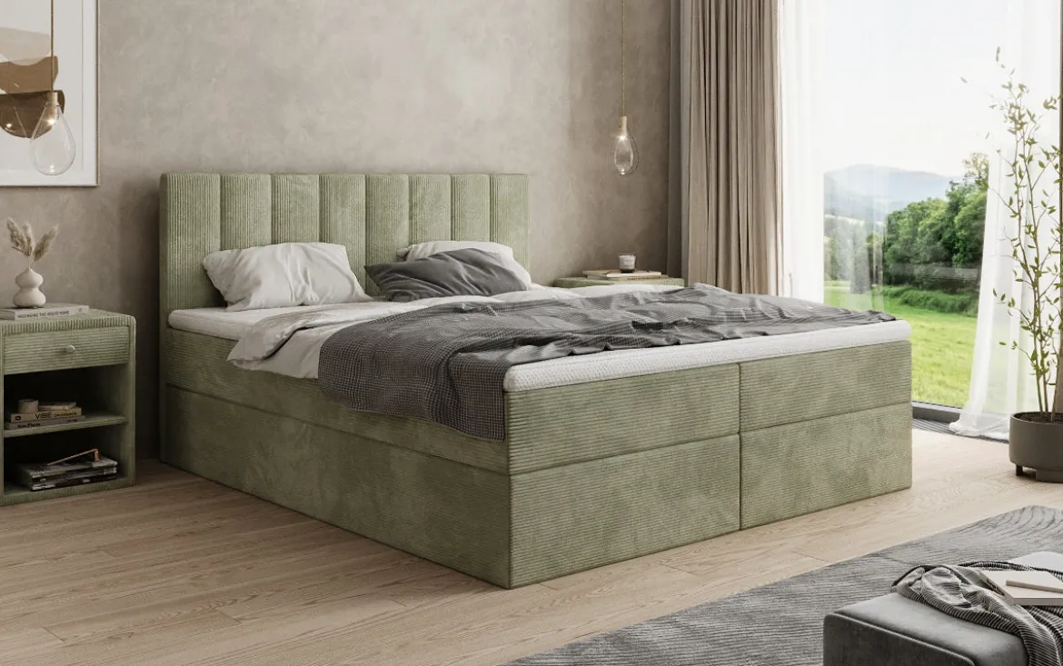 Boxspringbett Sofia in Cord mit Stauraum