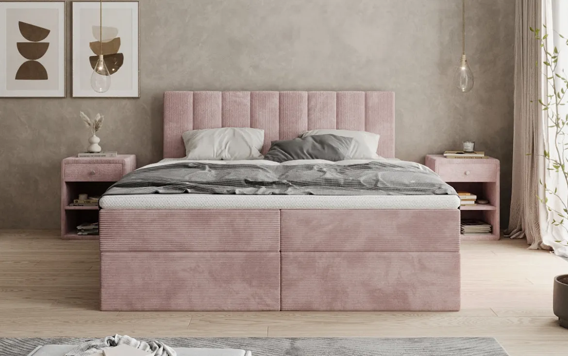 Boxspringbett Sofia in Cord mit Stauraum