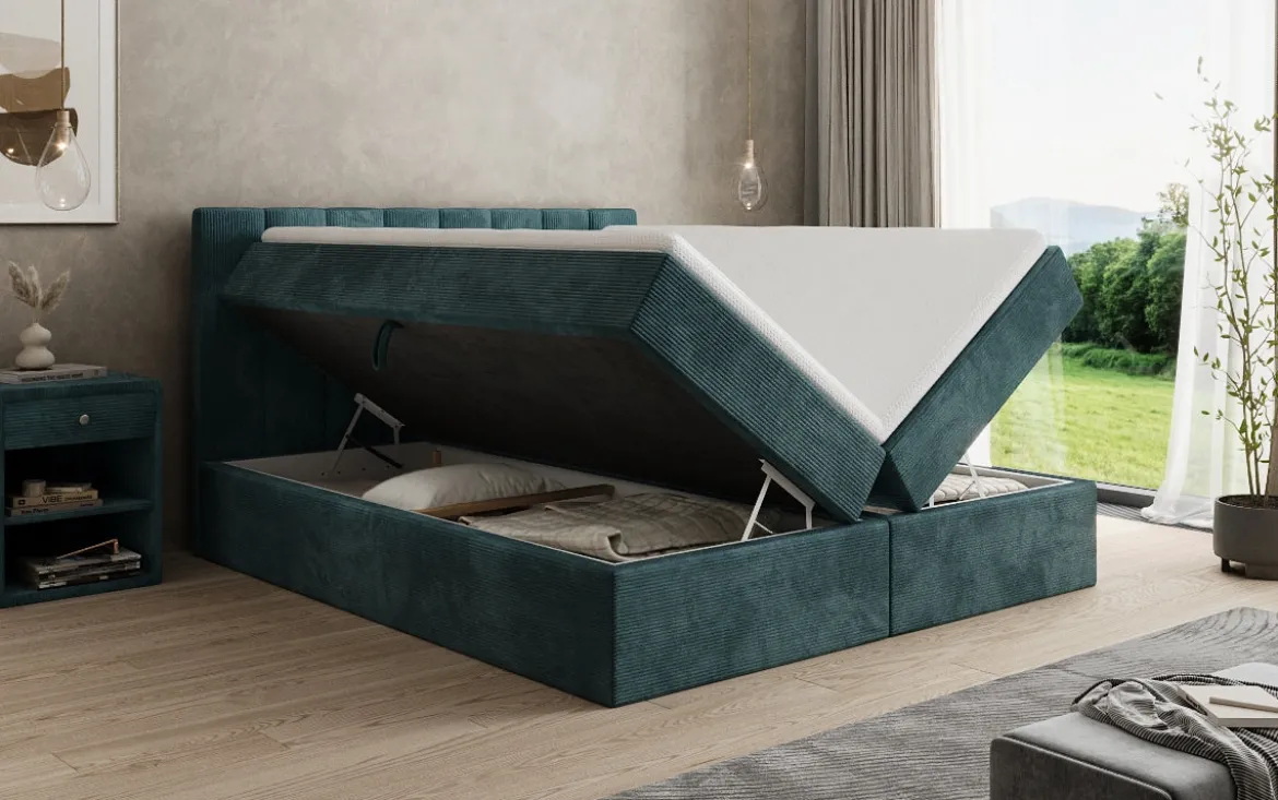 Boxspringbett Sofia in Cord mit Stauraum