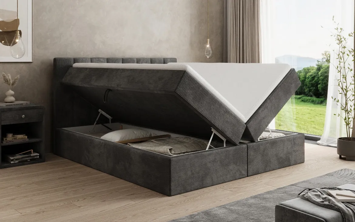 Boxspringbett Sofia in Cord mit Stauraum