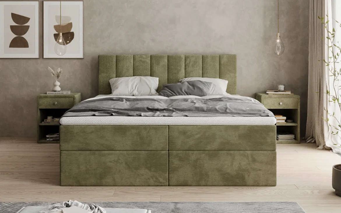 Boxspringbett Sofia in Cord mit Stauraum