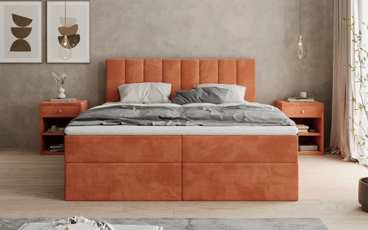 Boxspringbett Sofia in Cord mit Stauraum
