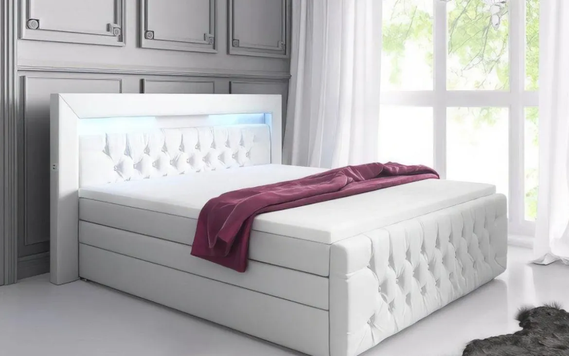 Boxspringbett Sonno mit RGB, USB und Stauraum