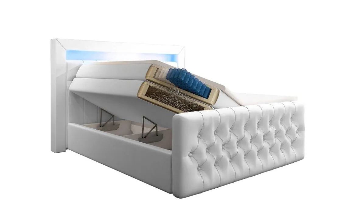 Boxspringbett Sonno mit RGB, USB und Stauraum