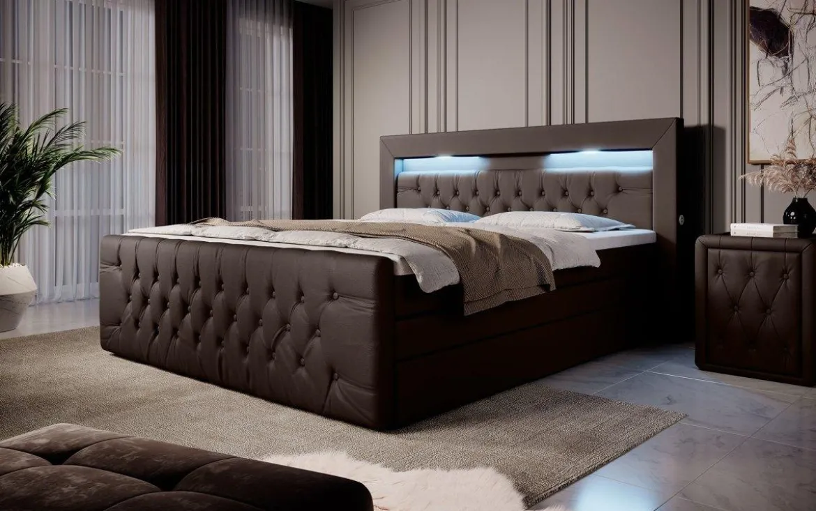 Boxspringbett Sonno mit RGB, USB und Stauraum
