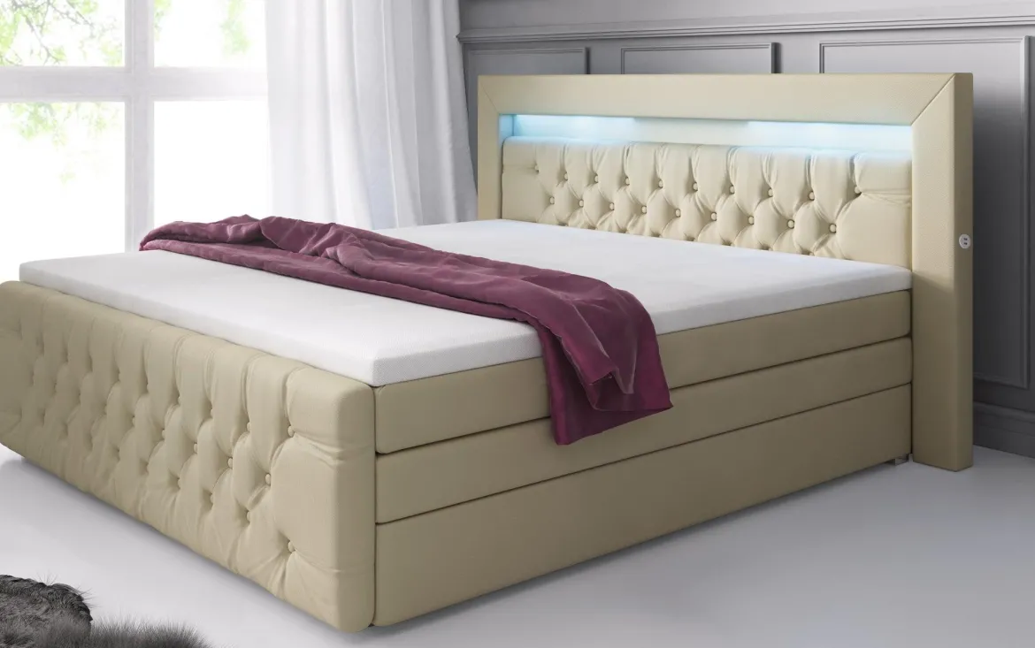 Boxspringbett Sonno mit RGB, USB und Stauraum