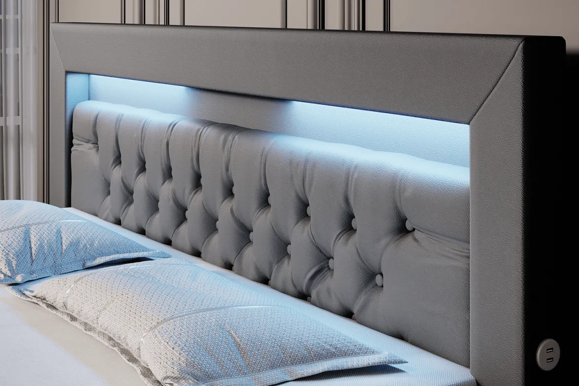 Boxspringbett Sonno mit RGB, USB und Stauraum