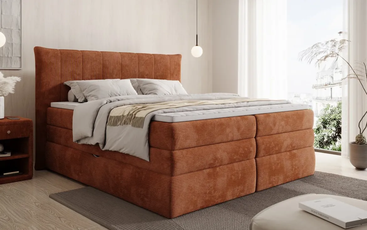 Boxspringbett Stella mit Stauraum in Cord