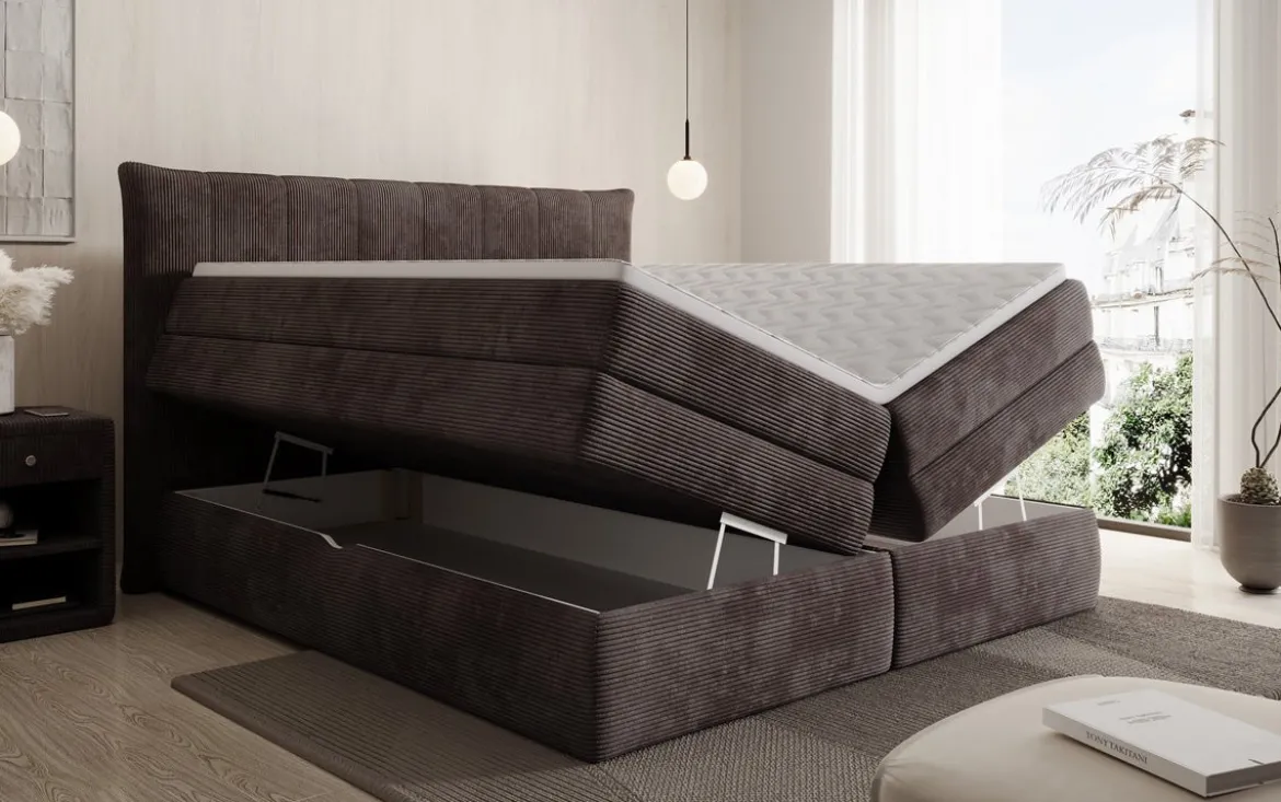 Boxspringbett Stella mit Stauraum in Cord