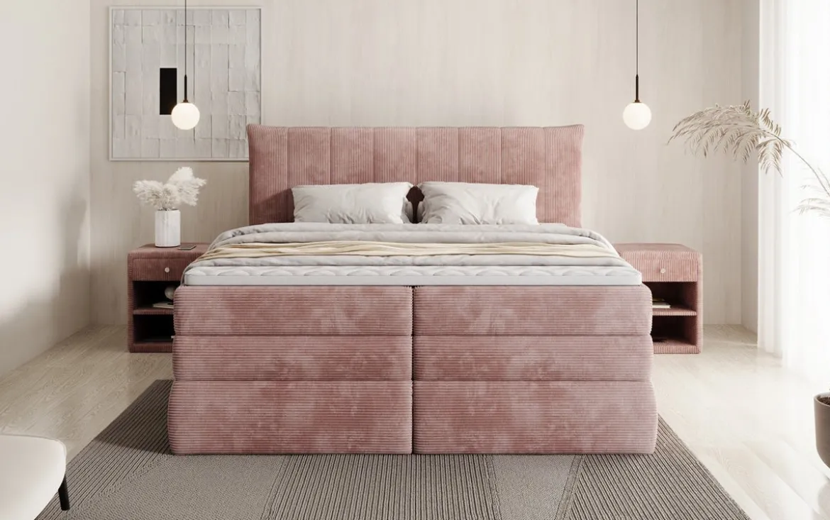 Boxspringbett Stella mit Stauraum in Cord