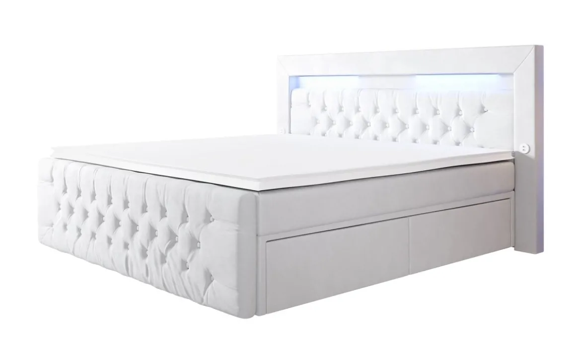 Boxspringbett Sunshine mit indirekter Beleuchtung, USB und Stauraum