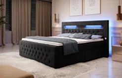 Boxspringbett Sunshine mit indirekter Beleuchtung, USB und Stauraum