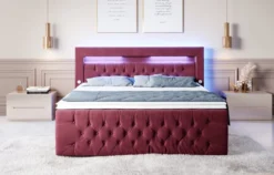 Boxspringbett Sunshine mit indirekter Beleuchtung, USB und Stauraum