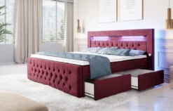 Boxspringbett Sunshine mit indirekter Beleuchtung, USB und Stauraum