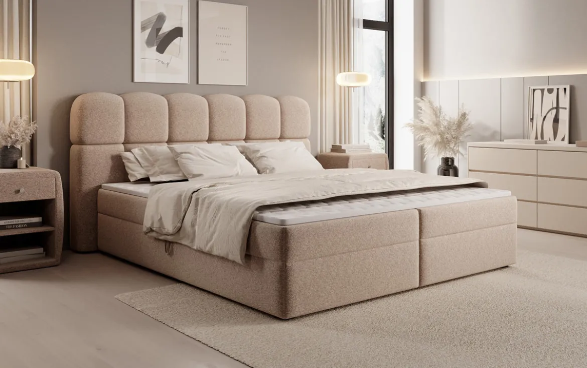 Boxspringbett Tilde in Strukturstoff mit Stauraum