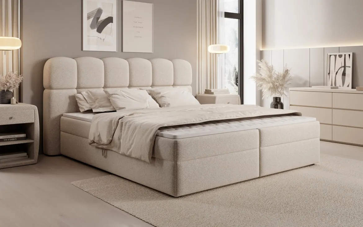 Boxspringbett Tilde in Strukturstoff mit Stauraum