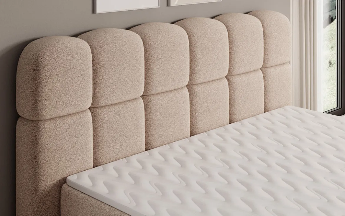 Boxspringbett Tilde in Strukturstoff mit Stauraum