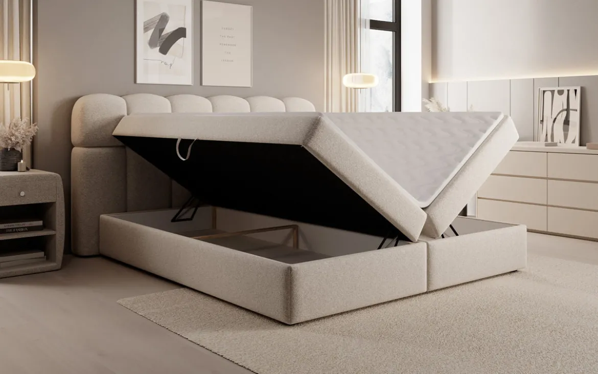 Boxspringbett Tilde in Strukturstoff mit Stauraum