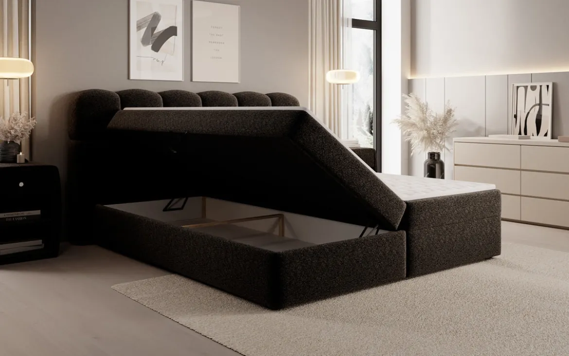 Boxspringbett Tilde in Strukturstoff mit Stauraum