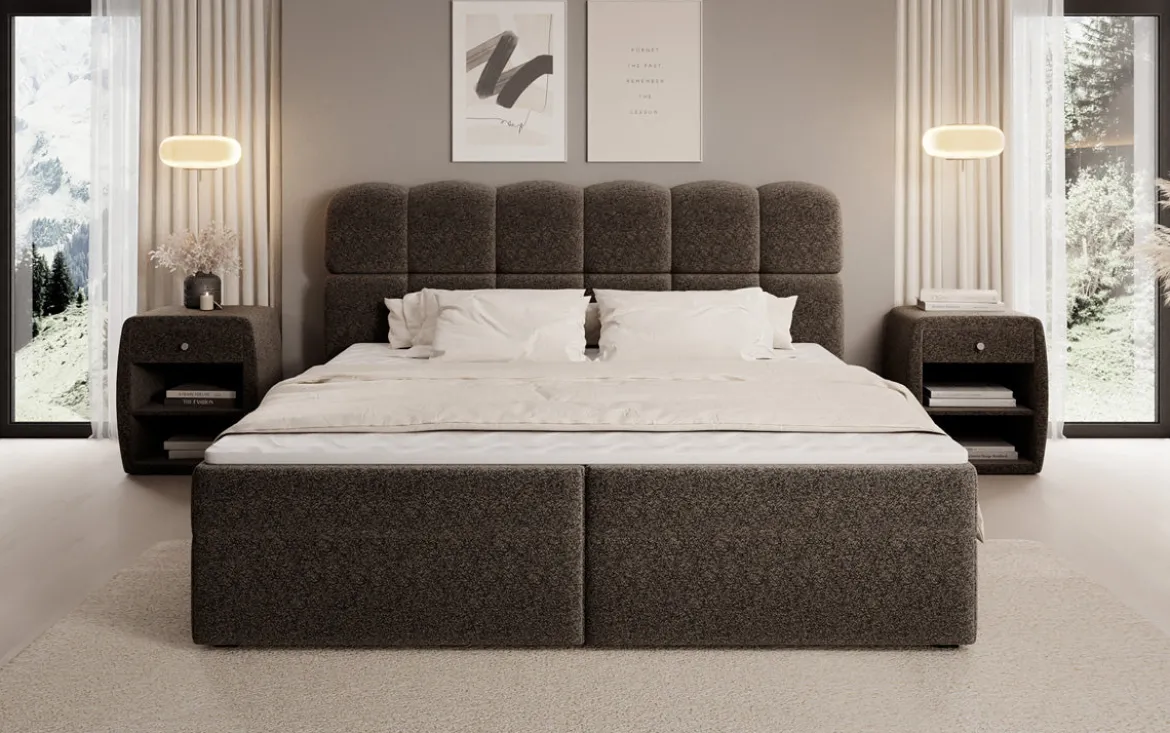 Boxspringbett Tilde in Strukturstoff mit Stauraum