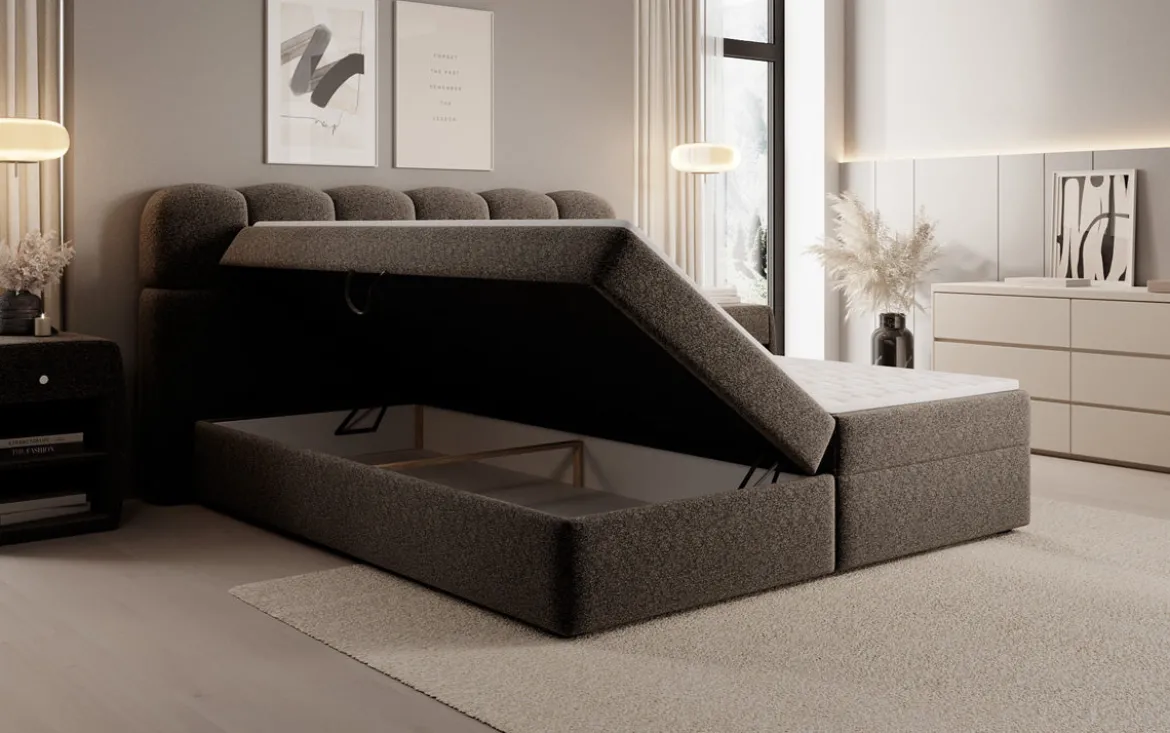 Boxspringbett Tilde in Strukturstoff mit Stauraum