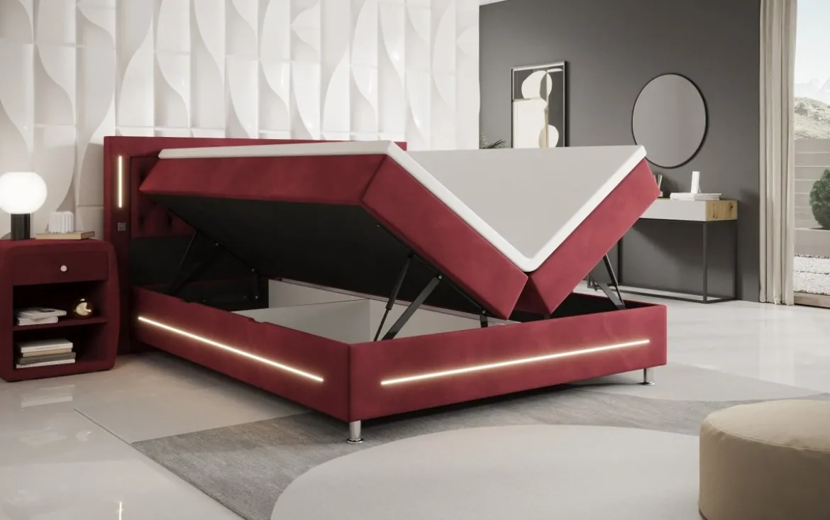 Boxspringbett Tino mit RGB, USB und Stauraum