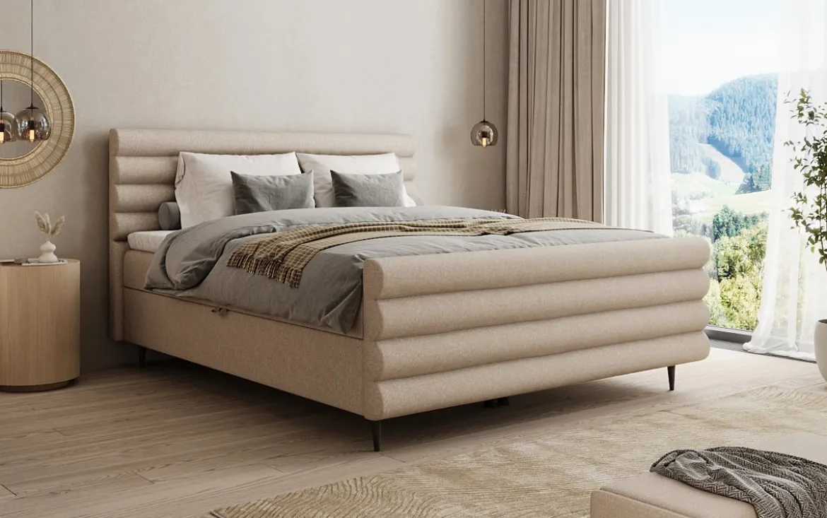 Boxspringbett Tubo in Strukturstoff mit Stauraum