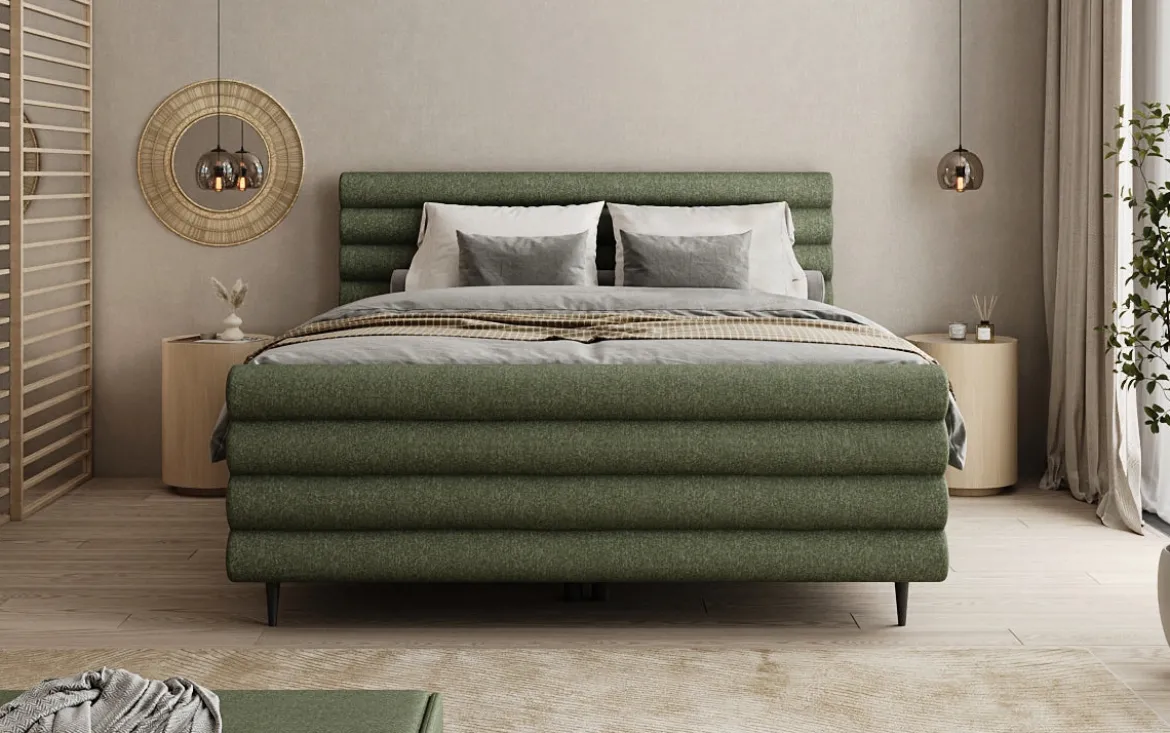 Boxspringbett Tubo in Strukturstoff mit Stauraum