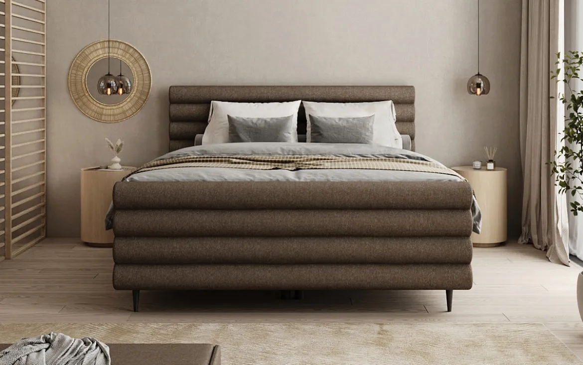 Boxspringbett Tubo in Strukturstoff mit Stauraum