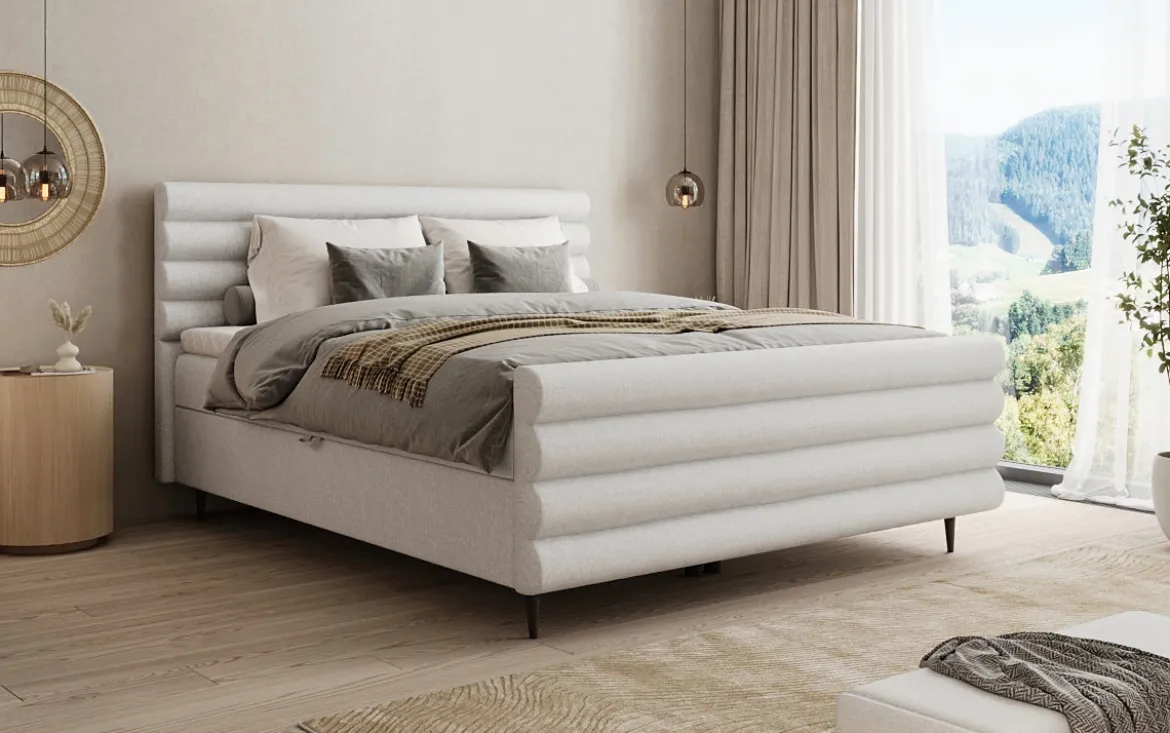 Boxspringbett Tubo in Strukturstoff mit Stauraum