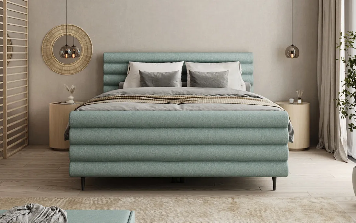 Boxspringbett Tubo in Strukturstoff mit Stauraum