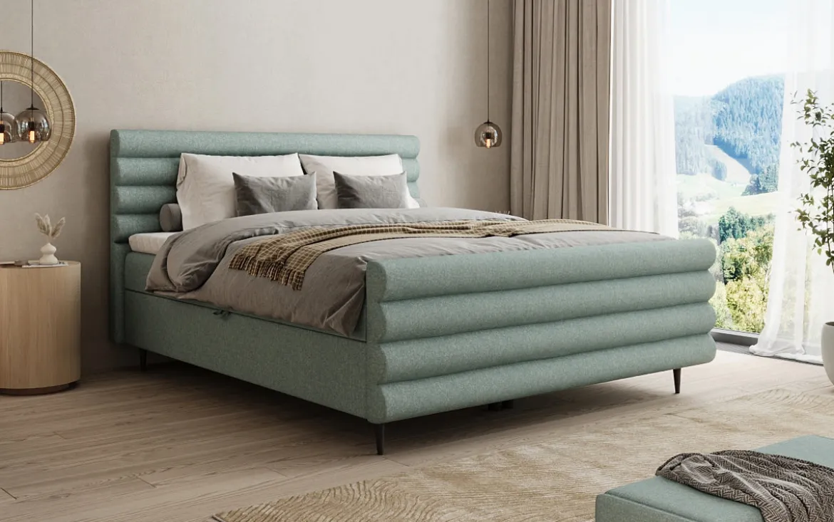 Boxspringbett Tubo in Strukturstoff mit Stauraum