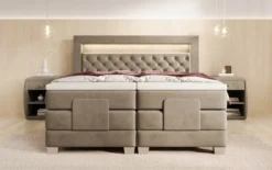 Boxspringbett Velora Samt elektrisch verstellbar mit LED