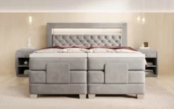 Boxspringbett Velora Samt elektrisch verstellbar mit LED